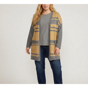 Cynthia Rowley Woman Striped Open Front Cardigan Merino Wool Blend Size 1X